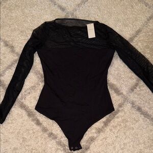 Abercrombie & Fitch Black Sheer Sleeve Bodysuit
